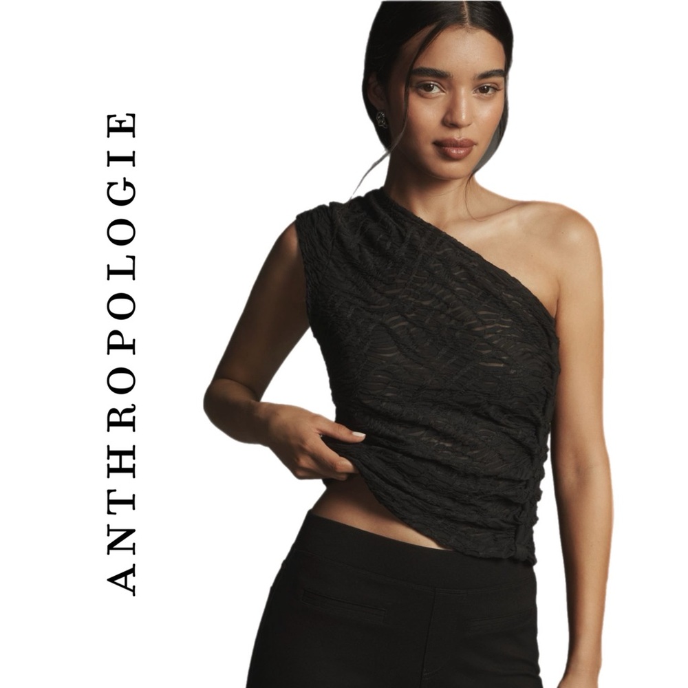Anthropologie Textured One-Shoulder Top